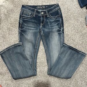 Grace Blue Boot Cut Jeans with Classic Fading